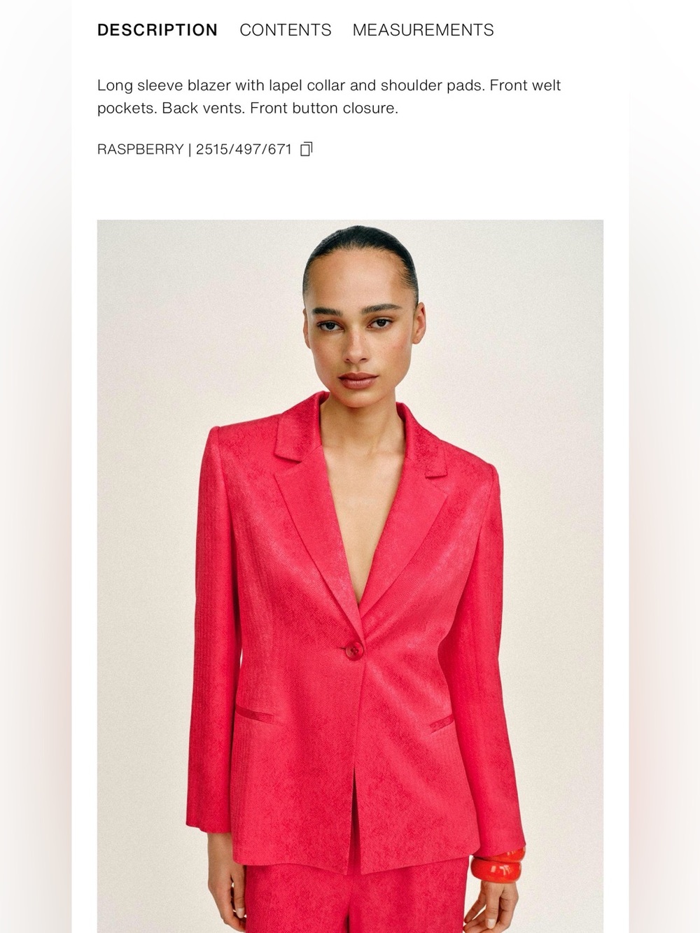 Zara Vibrant Raspberry Single-Button Blazer